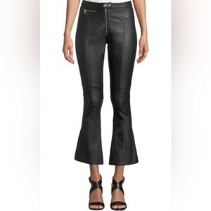 Cinq a Sept Marcelle black leather cropped flare leg pants - size 2